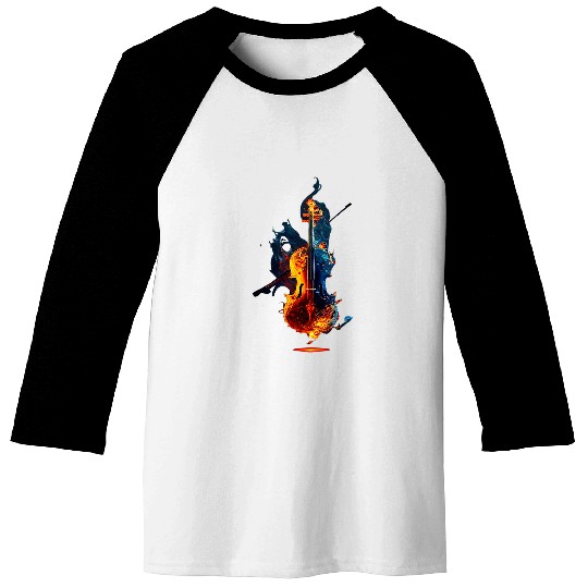Funny Violin Cool Violin on Fires for burning Music Baseball Tees