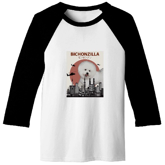 Bichon Pet Frise Bichonzilla Bichon Frise Dog Giant Monster Japanese Meme Baseball Tees