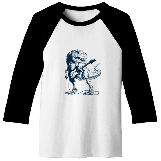Funny Guitar Playing Guitar Player TRex Dinosaur Lover Baseball Tees