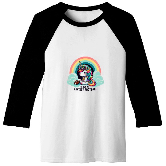 Sport American Football I Suck at Fantasy Football Unicorns Rainbow Loser 5 Baseball Tees