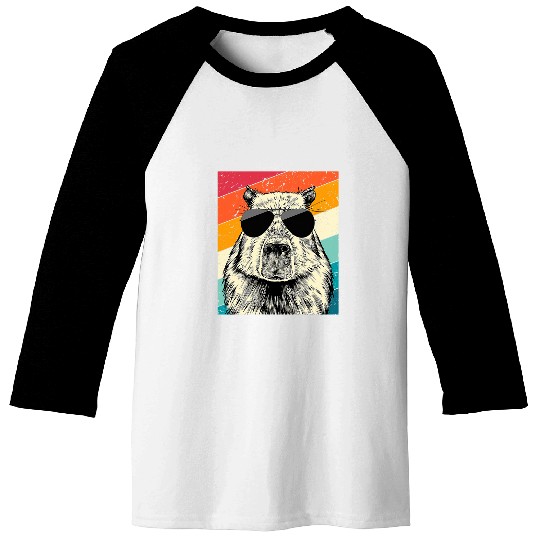 capybaras Mammal Retro capybaras with Sunglasses Animal Lovers Baseball Tees