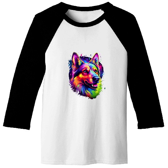 German Shepherd Pet Splash Art Dogs Baseball Tees