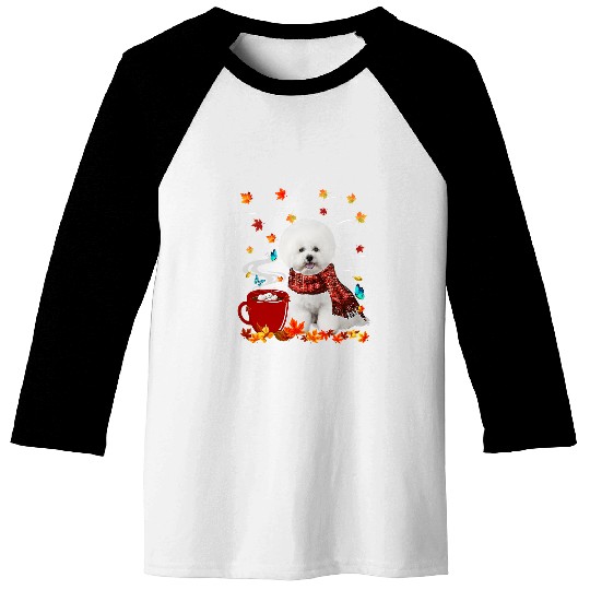 Bichon Pet Frise Fall Hot Chocolate White Bichon Frise Baseball Tees
