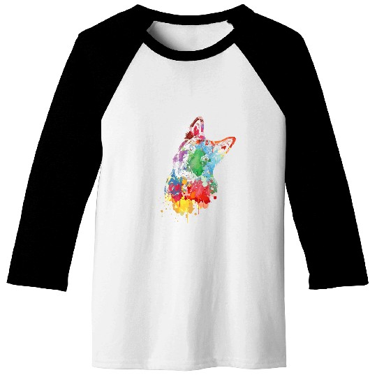 German Shepherd Pet Splash Painting Art Baseball Tees
