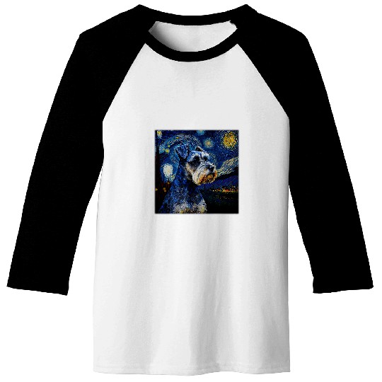 Schnauzer Pet Surrealism Starry Night Miniature Baseball Tees