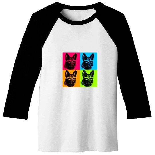 Elkhound Pet Dog Pop Art Design Illustration Colorful Baseball Tees