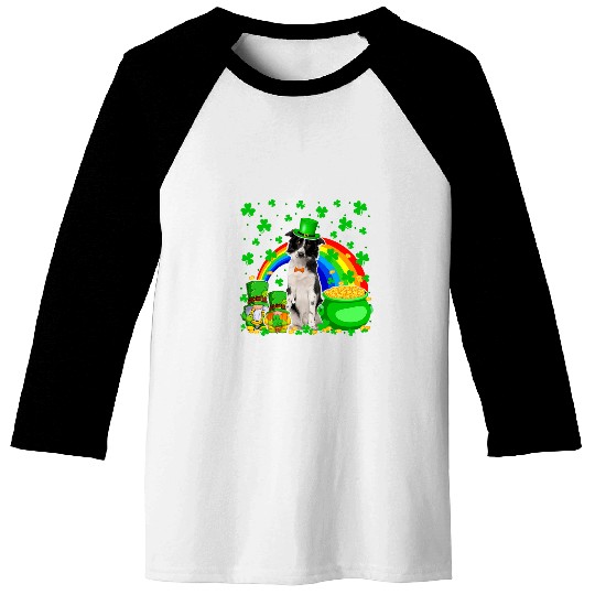 Border Collie Pet Two Gnomes And Border Collie Patricks Day Hat Shamrocks Baseball Tees