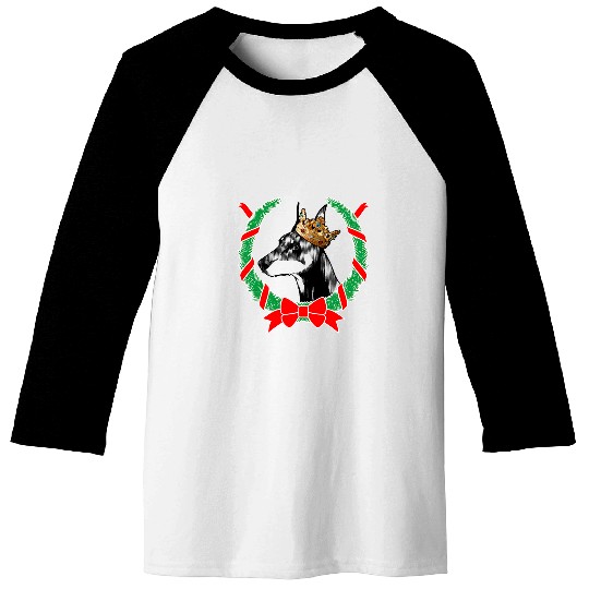 Doberman Pet Pinscher Wearing Crown Christmas Baseball Tees
