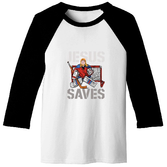 Sport Hockey Christian Ice Hockey Goalie Vintage Goalkeeper Jesus Jesus Saves Baseball Tees