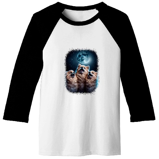 Pomeranian Pet Howling At The Moon Funny Pomeranian Lover Baseball Tees