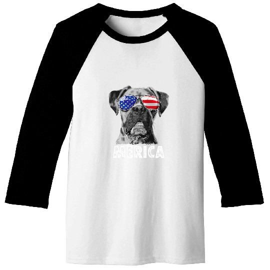 Boxer Pet 4th of July Merica Sunglasses Men USA American Flag 1 Baseball Tees