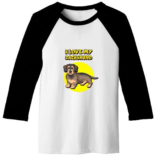 Dachshund Pet I Love My Black Tan Wirehaired Baseball Tees