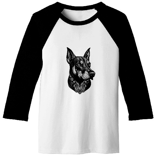 Doberman Pet Portrait Animal Head Baseball Tees