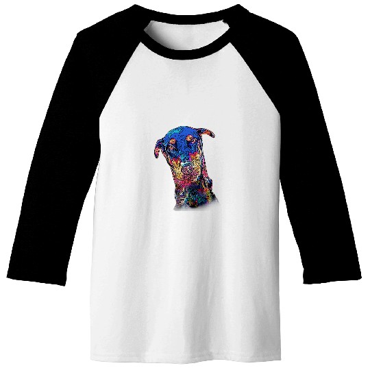 Doberman Pet Pop Art Portrait Dog Design Baseball Tees