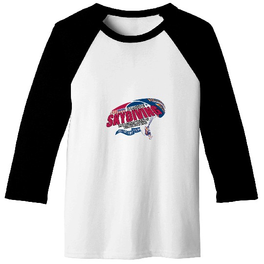 Parachute Skydiving Funny Parachuting American Flag Baseball Tees