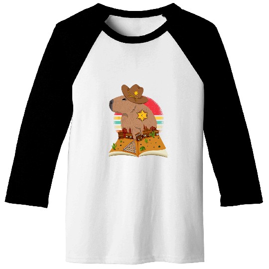 capybaras Mammal Sheriff Retro 70s Sunset Western Baseball Tees