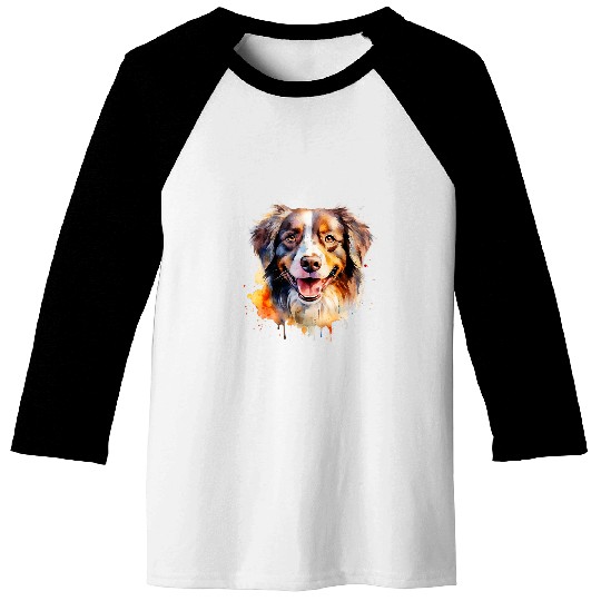 Border Collie Pet Watercolor 1 Baseball Tees