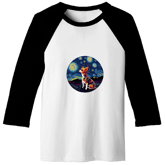 Chihuahua Pet Red Chihuahua Starry Night Van Gogh Colorful Baseball Tees