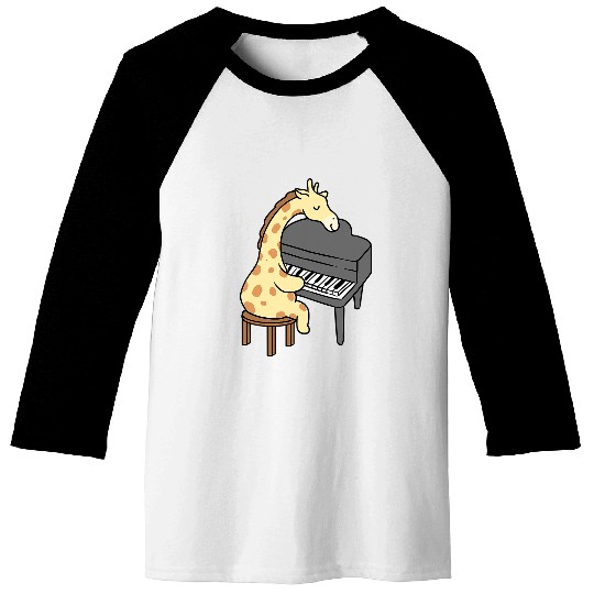 Funny Piano Giraffe Gift Playing Piano 234 Baseball Tees