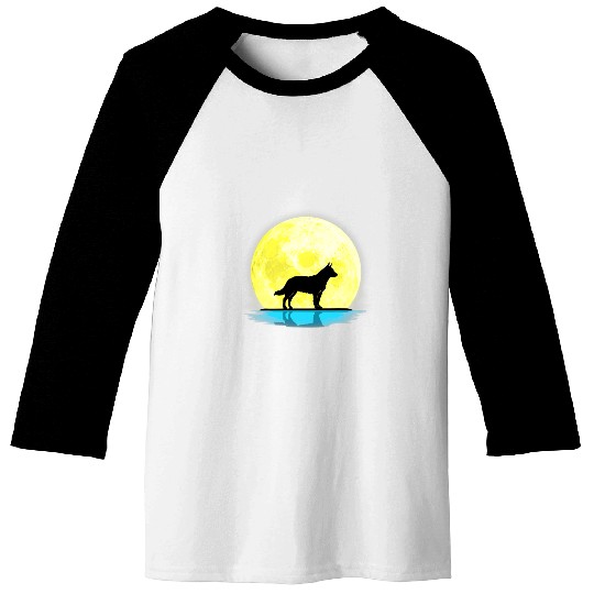 Australian Cattle Pet Dog Lovers Full Moon Light Baseball Tees