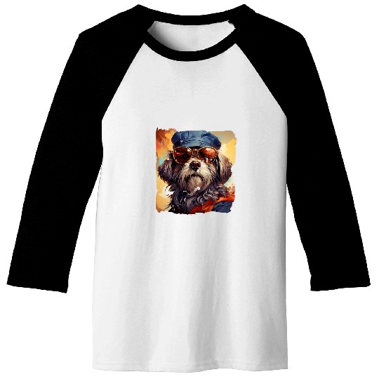Lhasa Apso Pet Patriotic Lhasa Apso Character Sunglasses Tricorn Hat Red Baseball Tees