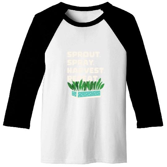 Sprout Spray Harvest Repeat 2Microgreens Grower Farmer Baseball Tees