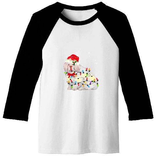 Clumber Spaniel Pet christmas light xmass mom dad s Baseball Tees