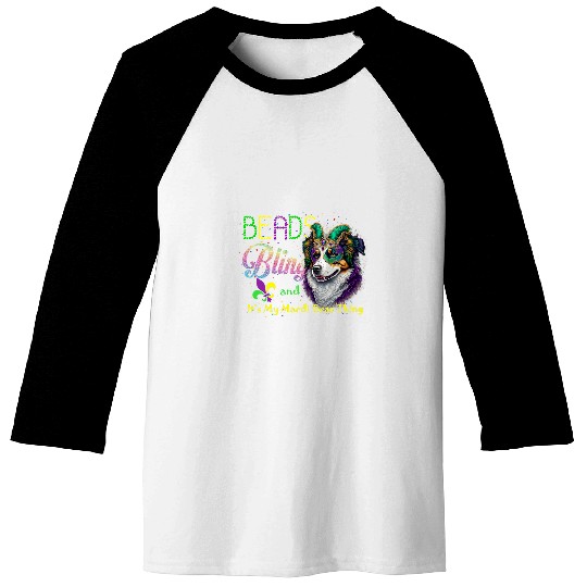 Australian Shepherd Pet Beads Bling Australian Shepherd Mardi Gras Thing Carnival Baseball Tees