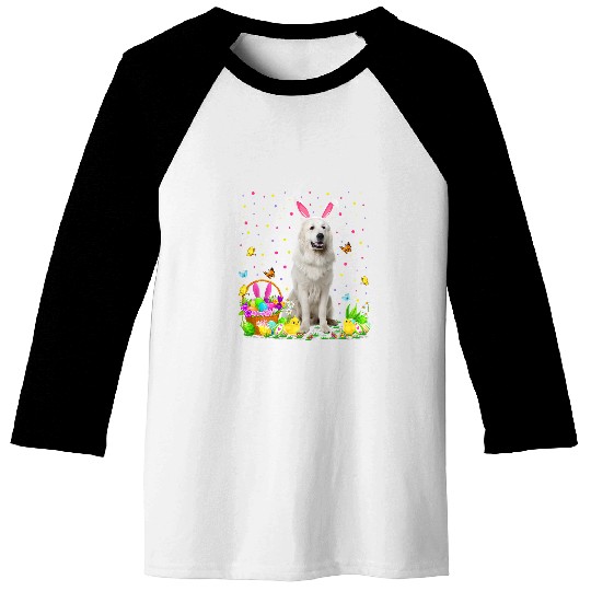 Pyrenees Pet Funny Easter Egg Hunting Great Pyrenees Dog Easter Sunday 7 Baseball Tees