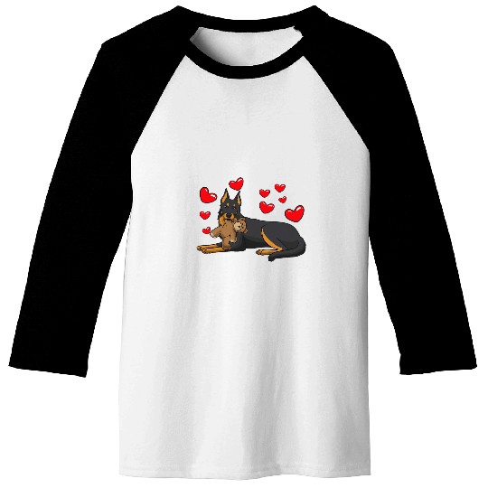 Beauceron Pet With Stuffed Animal And Hearts Baseball Tees