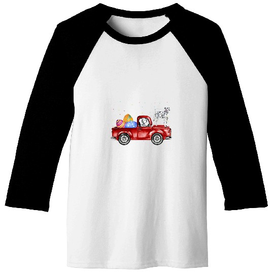 Dalmatian Pet Riding Easter Truck Easter Egg Cute Easter Baseball Tees