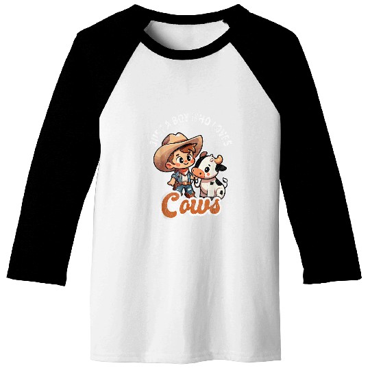 Just a Boy Who Loves Cows 2Farmer Cute Cow Boy Kid Baseball Tees