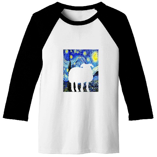 Sheep Starry Night Van Gogh Funny Sheep Farmer Lamb Baseball Tees