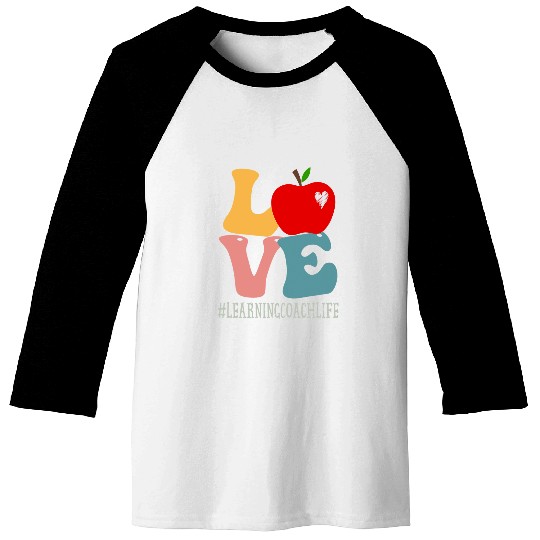 Learning Coachs Love Apple Groovy Retro Cute Back To School Baseball Tees