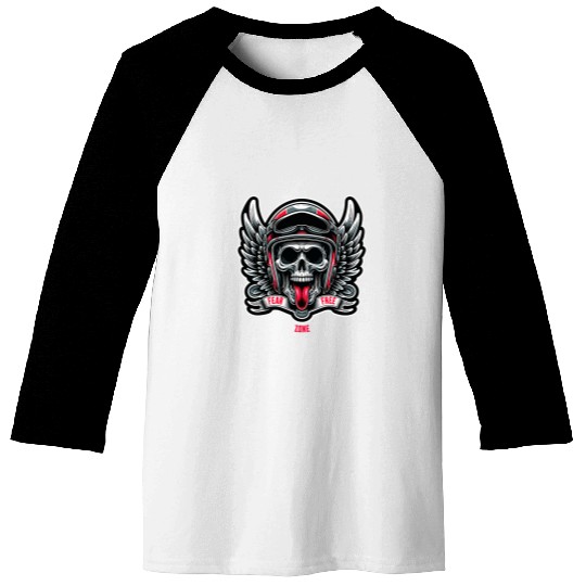 Skull Rebel Motorcycle Skeletons Biker Graphic Design Baseball Tees
