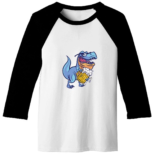 Dinosaur Pet Beer TRex and Beer Booze Alcohol Drinking Baseball Tees