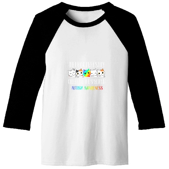 Neurodiversity Cat Autism Spectrum ASD ADHD Rainbow Baseball Tees