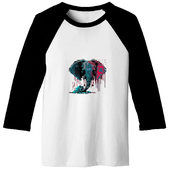 Elephant Mammal art abstract animal print motif Baseball Tees
