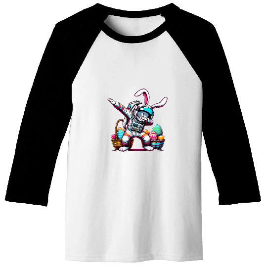 Dabbings Easter Bunny Astronaut Rabbit Baseball Tees