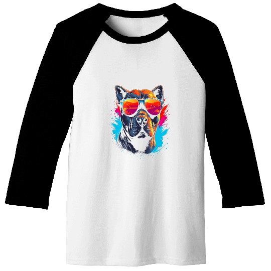 Tough Cool Neon Pitbull Puppy Love Dog wearing Sun Glasses 1 Baseball Tees