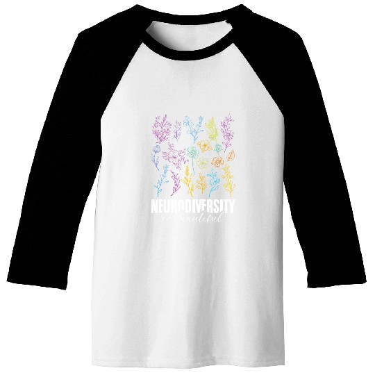 Autism Puzzle ASD Beautiful Flowers Neurodiversity Baseball Tees