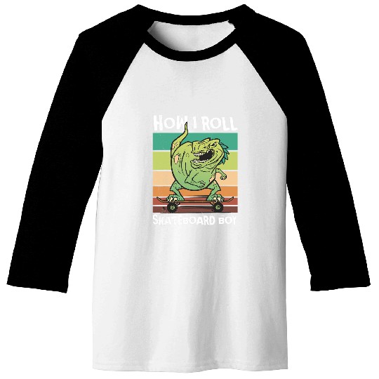 Dinosaur Pet Skateboard boy How I roll Dinosaur on Skateboard Baseball Tees
