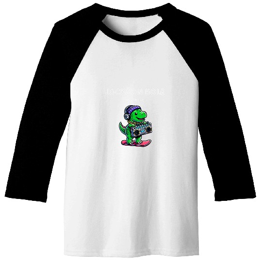 Dinosaur Pet Jackson Hole Wyoming Cute Snowboard TRex Baseball Tees