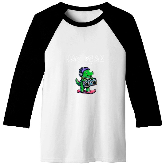 Dinosaur Pet Jay Peak Vermont Cute Snowboard TRex Baseball Tees