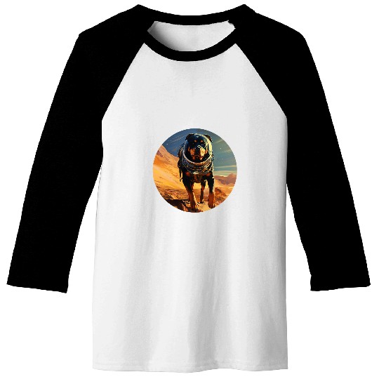 Rottweiler Mars Funny Dog Astronaut Baseball Tees