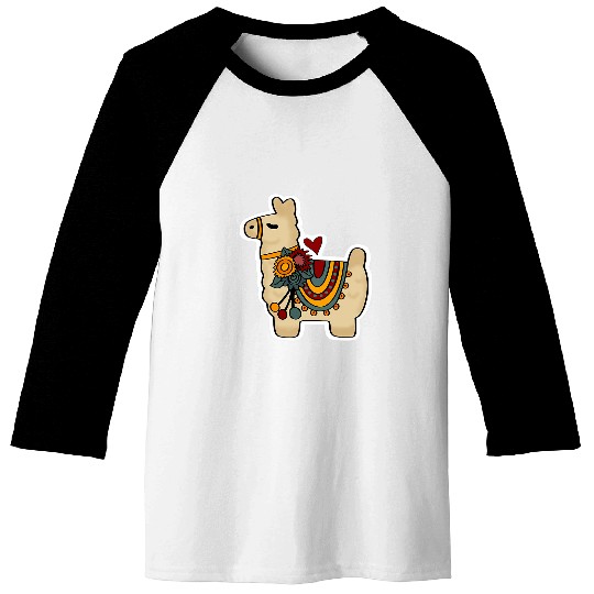 Llama Pet Festive Llama Bright fun bold happy cute joyful Baseball Tees