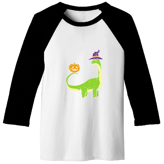 Dinosaur Pet Brachiosaurus Witch Pumpkin Halloween Dinosaur Brontosaurus Baseball Tees