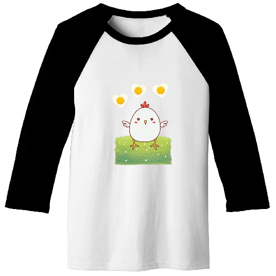 Chicken Pet Lover Design with Fried Egg Hearts 0 Baseball Tees