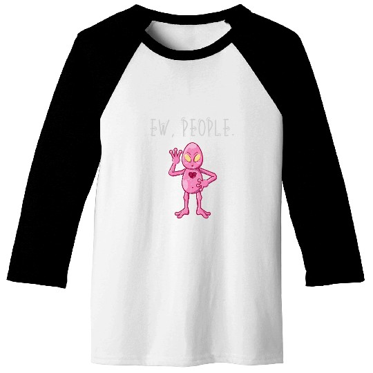 Aliens UFO Ew People Pink Alien Distressed 21 Baseball Tees