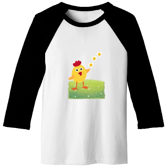 Chicken Pet Lover Design with Fried Egg Hearts Baseball Tees